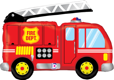 Betallic Fire Truck 32 inch Shaped Foil Balloon Packaged 1ct