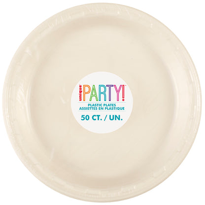 Vanilla Creme 10.25 inch Plastic Plates 50 ct