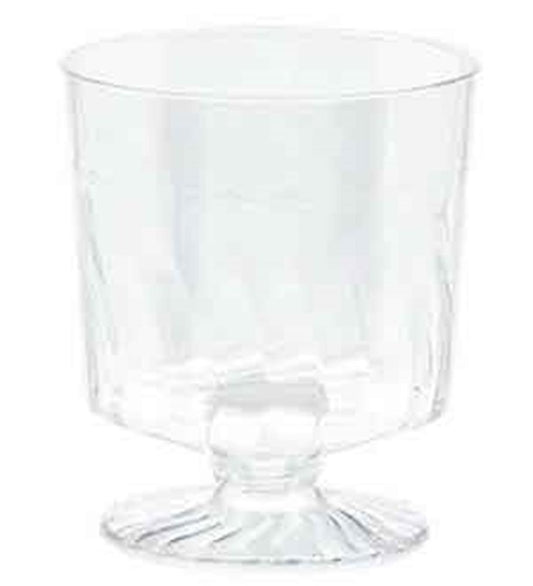 Clear small pedestal glass with a flared base and smooth cylindrical bowl.