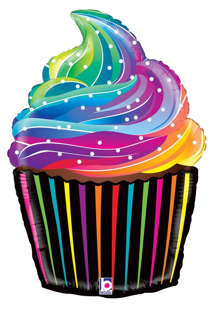 Betallic Rainbow Cupcake 22 inch Shaped Foil Balloon 1ct