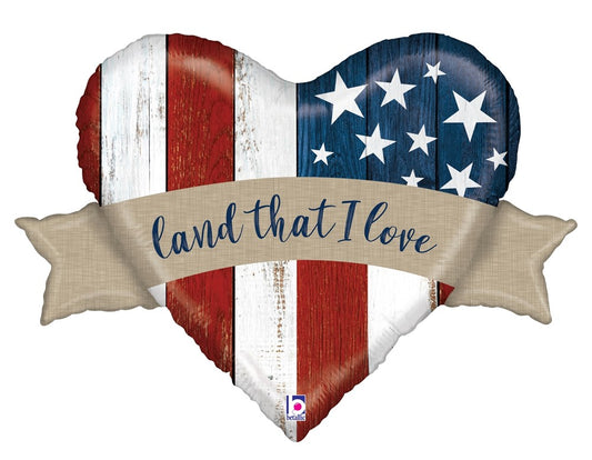 Betallic Patriotic Land That I Love 25 inch Shaped Foil Balloon 1ct