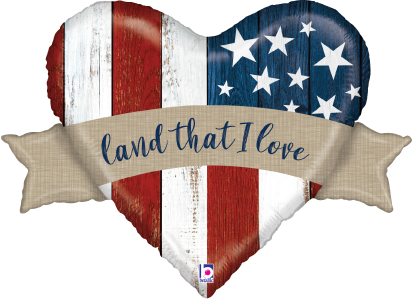 Betallic Patriotic Land That I Love 25 inch Shaped Foil Balloon Packaged 1ct