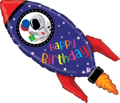 Betallic Birthday Rocket 36 inch Shaped Foil Balloon Packaged 1ct