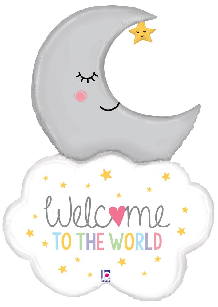 Betallic Welcome Baby Moon 32 inch Shaped Foil Balloon 1ct