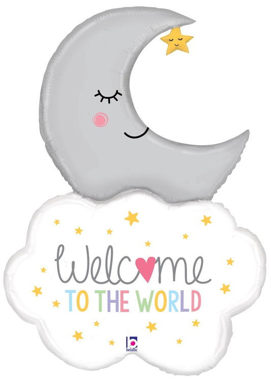 Betallic Welcome Baby Moon 32 inch Shaped Foil Balloon 1ct