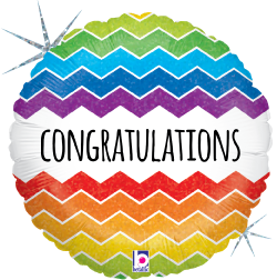 Betallic Chevron Congratulations 18 inch Holographic Balloon Packaged 1ct