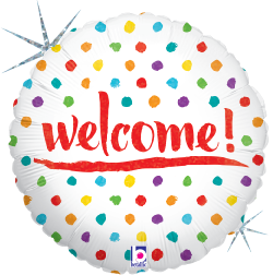 Betallic Welcome Dots 18 inch Holographic Balloon Packaged 1ct