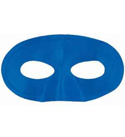 Blue oval eye mask with two large horizontal cutouts, smooth fabric surface.