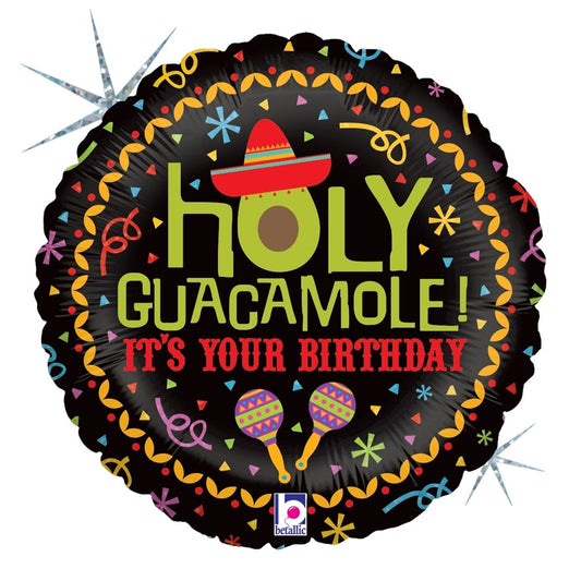 Betallic Holy Guacamole Birthday 18 inch Holographic Balloon Packaged 1ct