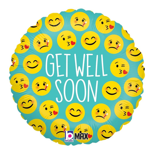 Betallic Emoji Get Well 18 inch MAX Float Balloon 1ct