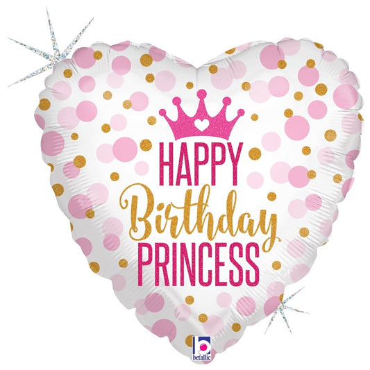 Betallic Glitter Birthday Princess 18 inch Holographic Balloon 1ct