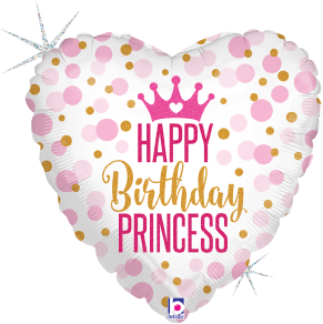 Betallic Glitter Birthday Princess 18 inch Holographic Balloon Packaged 1ct