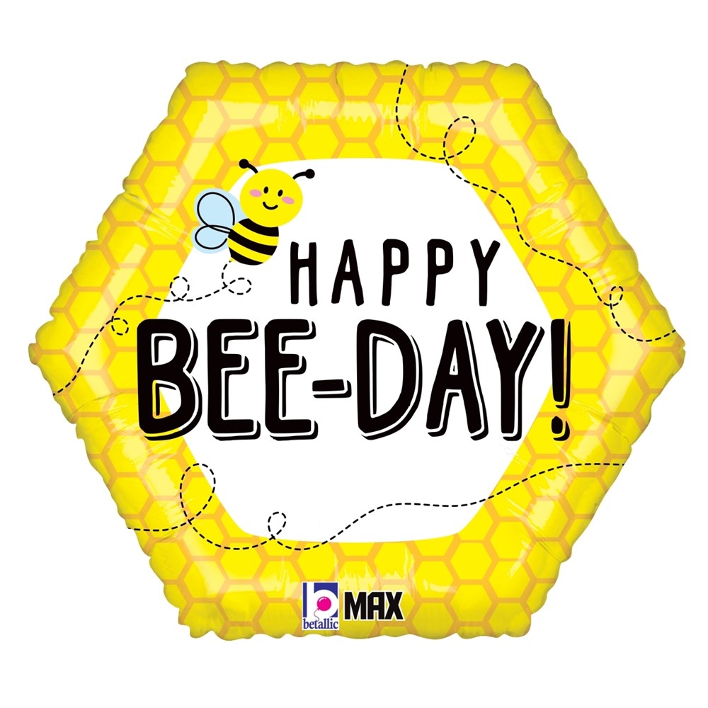 Betallic Happy Bee-Day 18 inch MAX Float Balloon Packaged 1ct