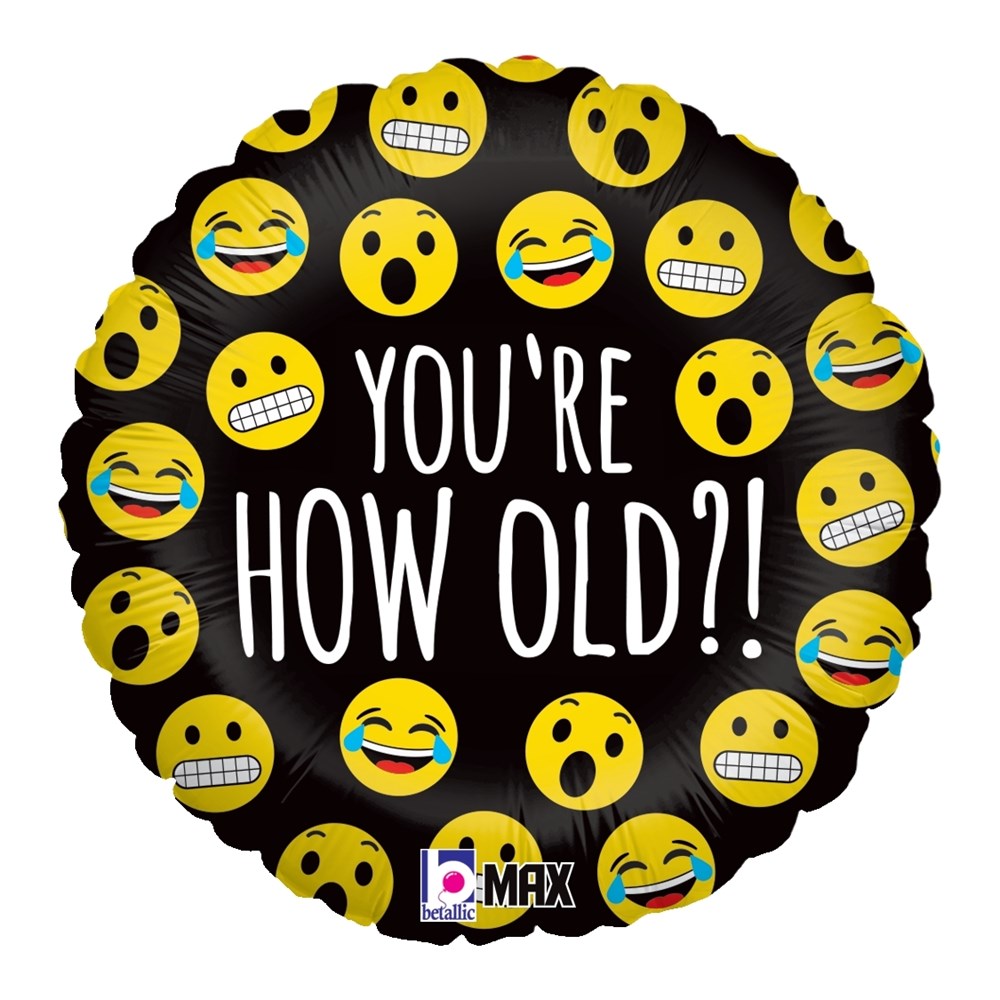 Betallic Emoji How Old? 18 inch MAX Float Balloon 1ct