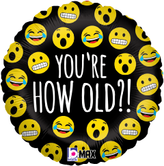 Betallic Emoji How Old? 18 inch MAX Float Balloon Packaged 1ct