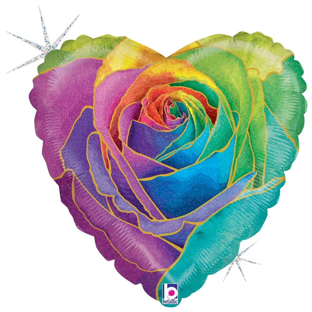 Betallic Rainbow Rose 18 inch Holographic Balloon 1ct