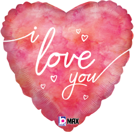 Betallic Watercolor I Love You 18 inch MAX Float Balloon Packaged 1ct