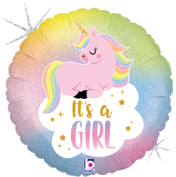 Betallic Glitter Pastel Unicorn Baby 18 inch Glitter Holographic Balloon Packaged 1ct