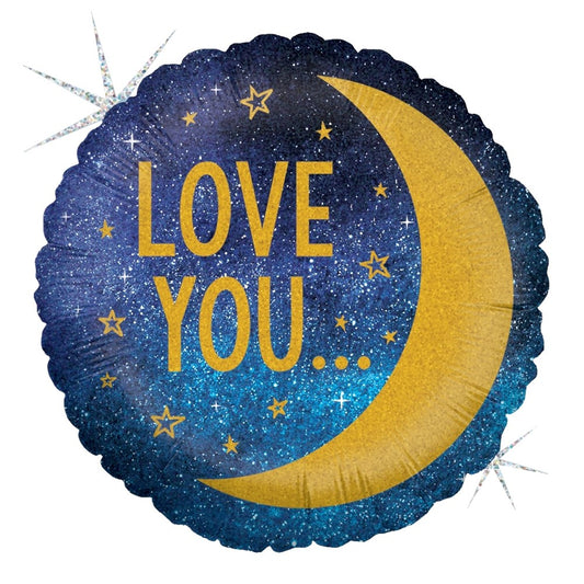 Betallic Moon and Back 18 inch Holographic Balloon 1ct