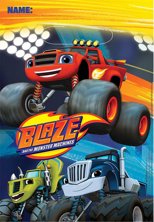Blaze Monster Machines loot bag with red monster truck and "Blaze" logo on yellow and blue background.