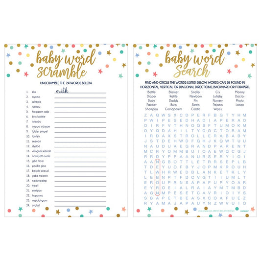 Baby Shower 2-in-1 Word Game 24ct