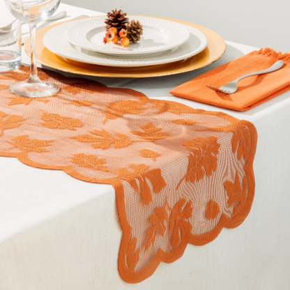 Thanksgiving Decor Table Runner Lace Fall Leaves 1ct