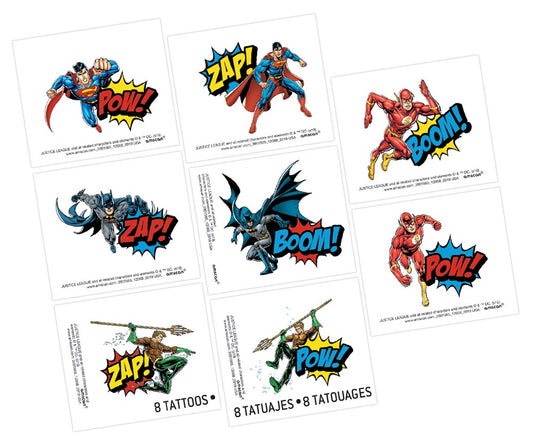 Justice League Heroes Unite Tattoos 8ct