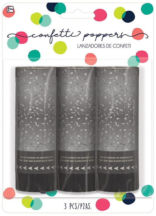 Silver Confetti Poppers 3ct