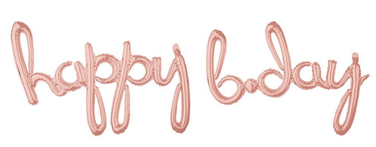 Balloon Script Phrase Happy Bday Rose Gold 1ct