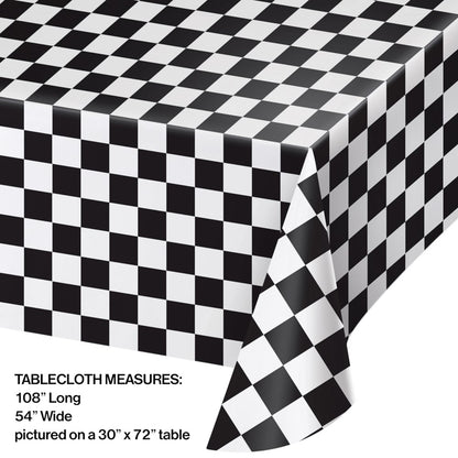 Black Check Plastic Tablecover 54 inch x 108 inch 1ct