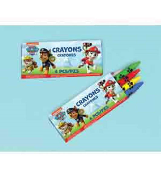 Paw Patrol 12-pack crayons with colorful packaging featuring Chase and Marshall characters.