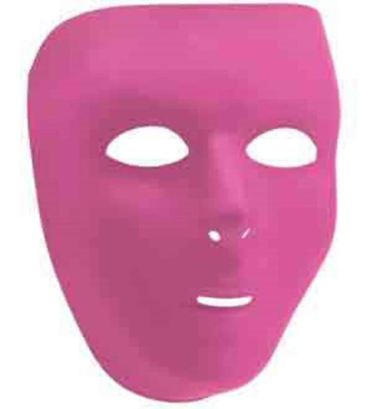 Matte pink full face mask with cutouts for eyes, nose, and mouth.