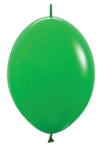Bright green 6-inch latex balloon with glossy finish and rounded oval shape.