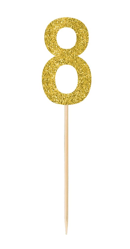 Small Gold Glitter Picks #8 4ct