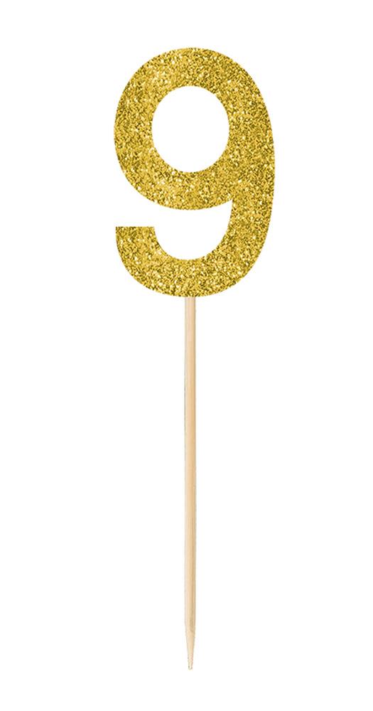 Small Gold Glitter Picks #9 4ct