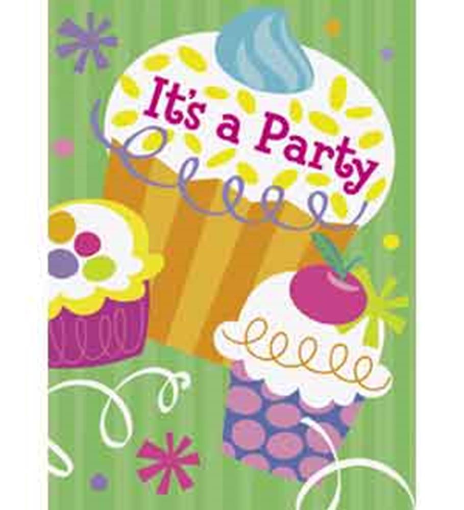 Cupcake Party Invite 8ct