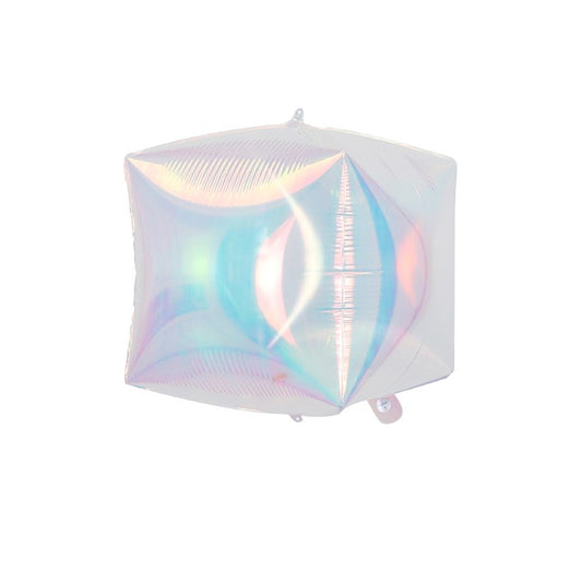 Cube Shaped Mother of Pearl Iridescent 12 inch Foil Balloon 1ct