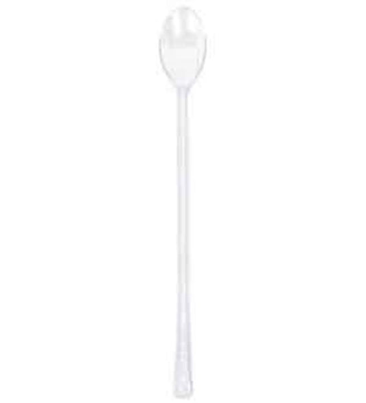 Transparent long-handled mini spoon with a small oval bowl and slender stem.