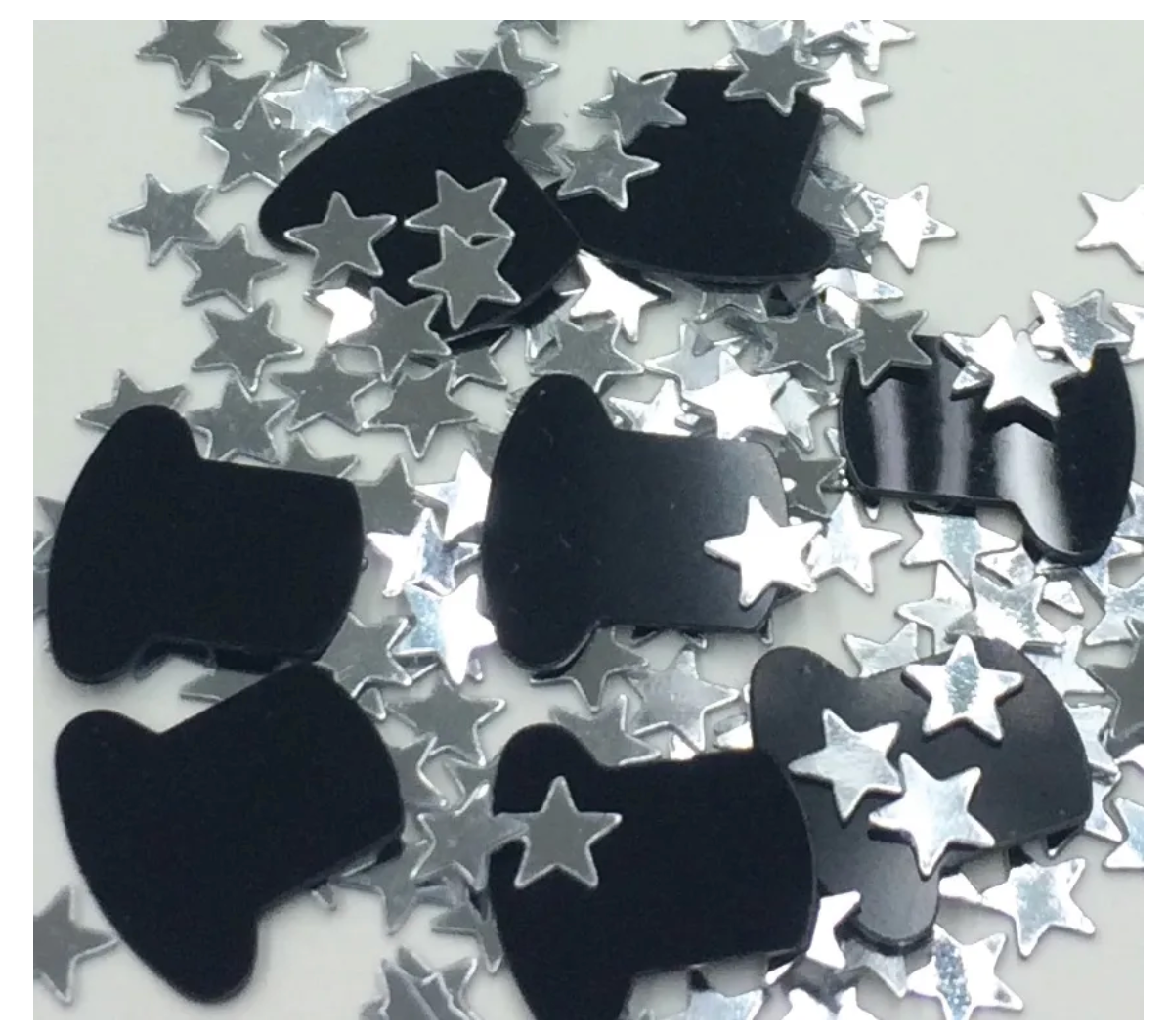 Metallic Top Hats and Silver Stars Confetti 0.5oz
