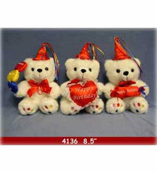 Bear W Birthday Music and Heart 8.5in