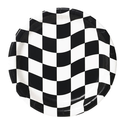 Black & White Check Luncheon Plate 8ct