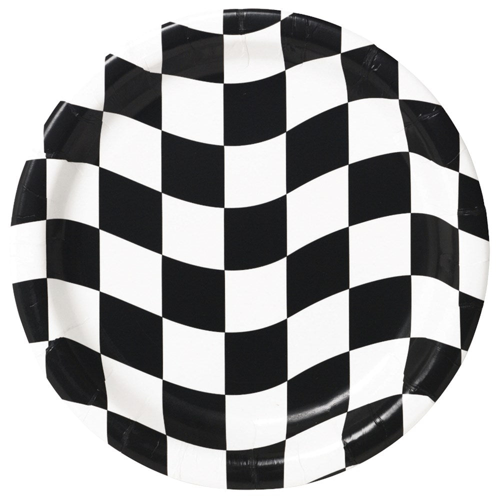 Black & White Check Dinner Plate 8ct