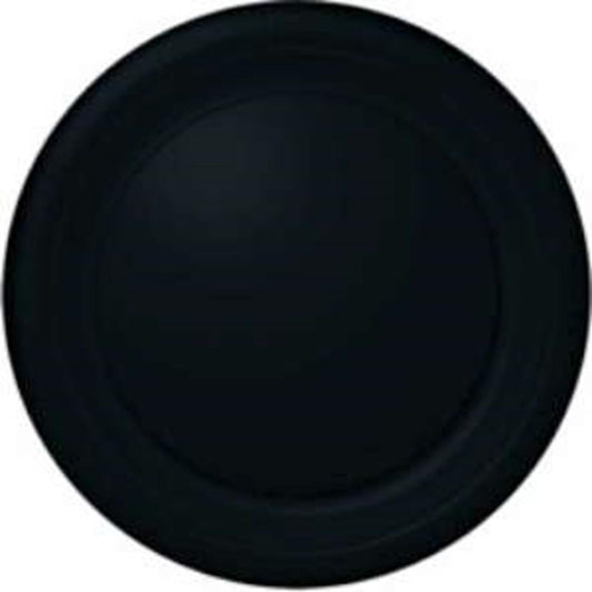 Round Plastic Plates Jet Black 7 inch 20ct