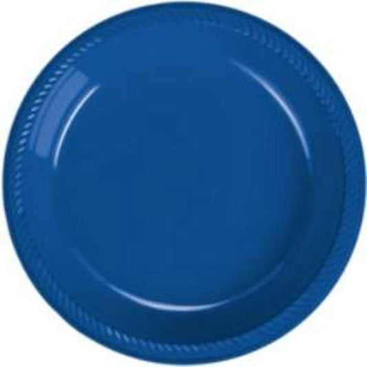 Round Plastic Plates Bright Royal Blue 7 inch 20ct