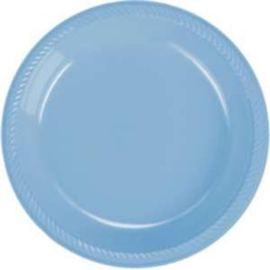 Round Plastic Plates Pastel Blue 7 inch 20ct