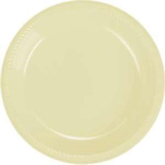 Round Plastic Plates Vanilla Creme 9 inch 20ct