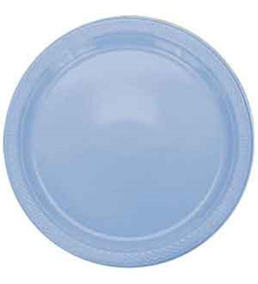 Round Plastic Plates Pastel Blue 10 inch 20ct