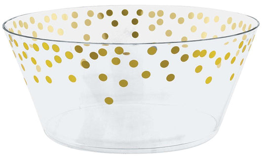 Plastic Serving Bowl Gold Dots 1ct