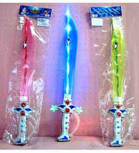 Three 22-inch toy swords with glowing lights in red, blue, and green, each with a white handle decorated with star and heart