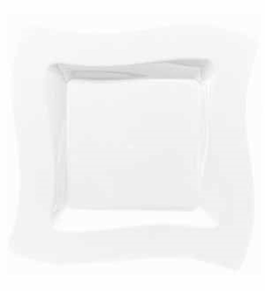 White 6.5-inch square plate with a wavy rim, glossy finish, set of 18 pieces.